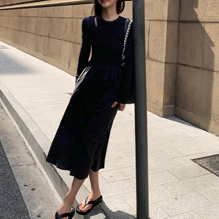 ドッキングフレアロングワンピース[品番：PVBW0008865]｜privatebeach