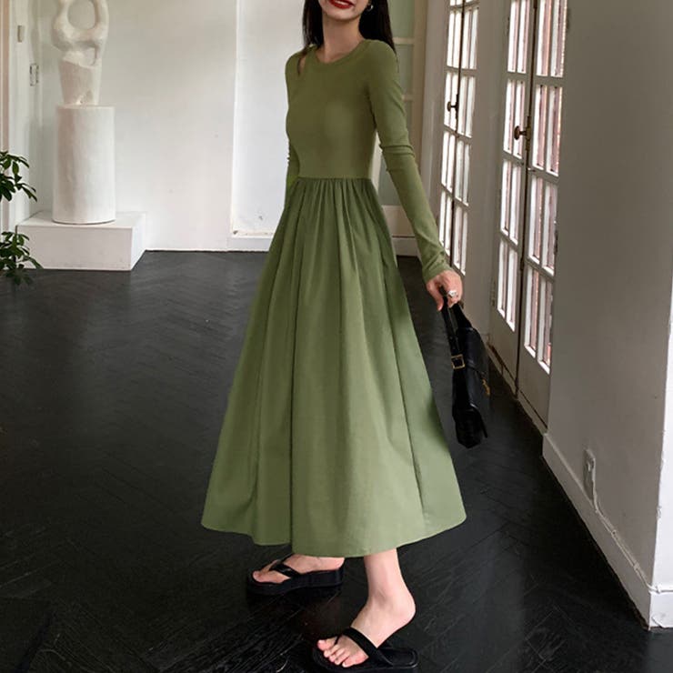 ドッキングフレアロングワンピース[品番：PVBW0008865]｜privatebeach