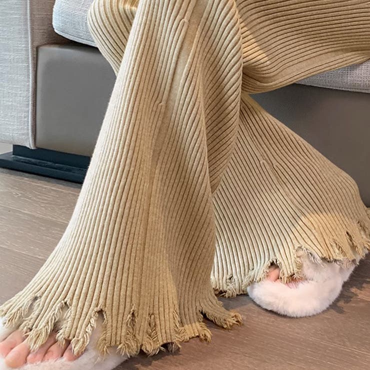 lit レイヤードパンツ　38 フリンジ加工 ベージュ lit レイヤードパンツ38 フリンジ加工 ベージュ