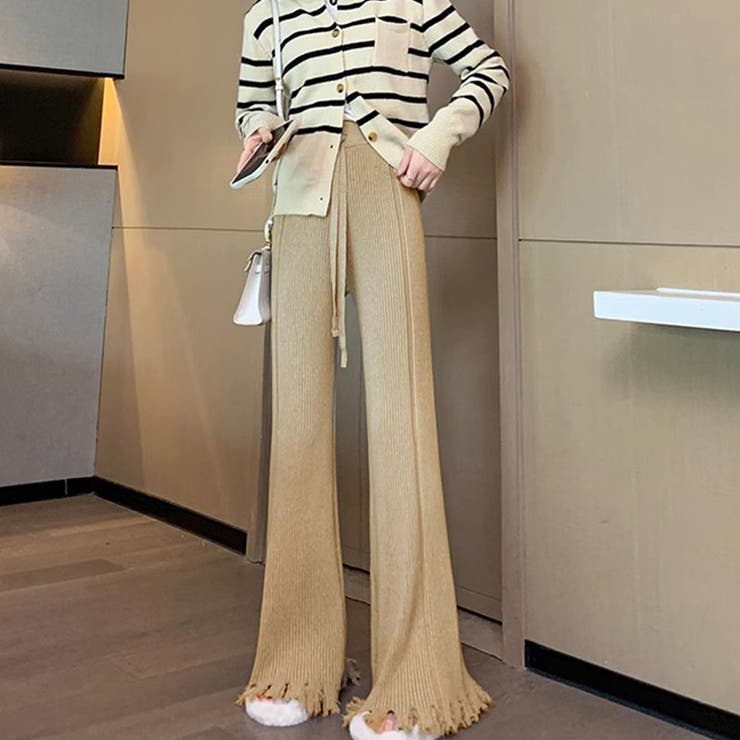 lit レイヤードパンツ　38 フリンジ加工 ベージュ lit レイヤードパンツ 38 フリンジ加工 ベージュ センターライン裾