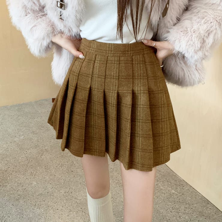 チェック柄ハイウエストプリーツミニスカート スカパン | privatebeach | 詳細画像14 