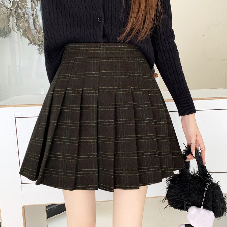 チェック柄ハイウエストプリーツミニスカート スカパン | privatebeach | 詳細画像5 