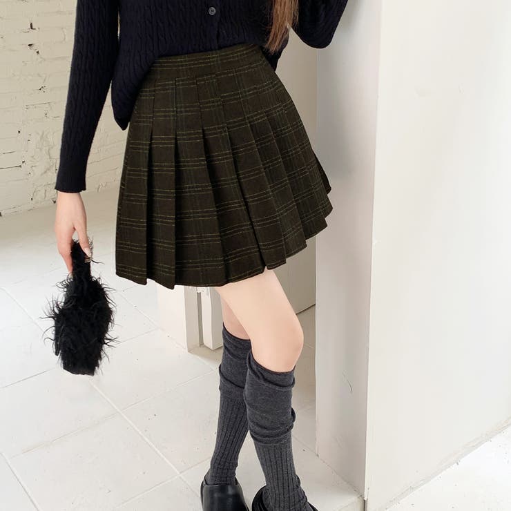チェック柄ハイウエストプリーツミニスカート スカパン | privatebeach | 詳細画像8 