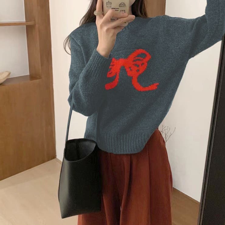 リボン柄ニットトップス | privatebeach | 詳細画像2 