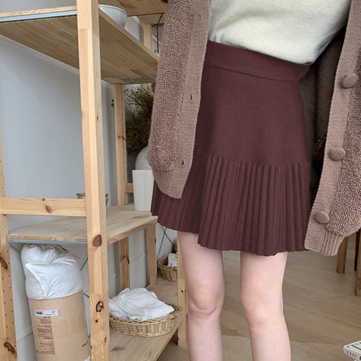 ニットプリーツミニスカート[品番：PVBW0008989]｜privatebeach