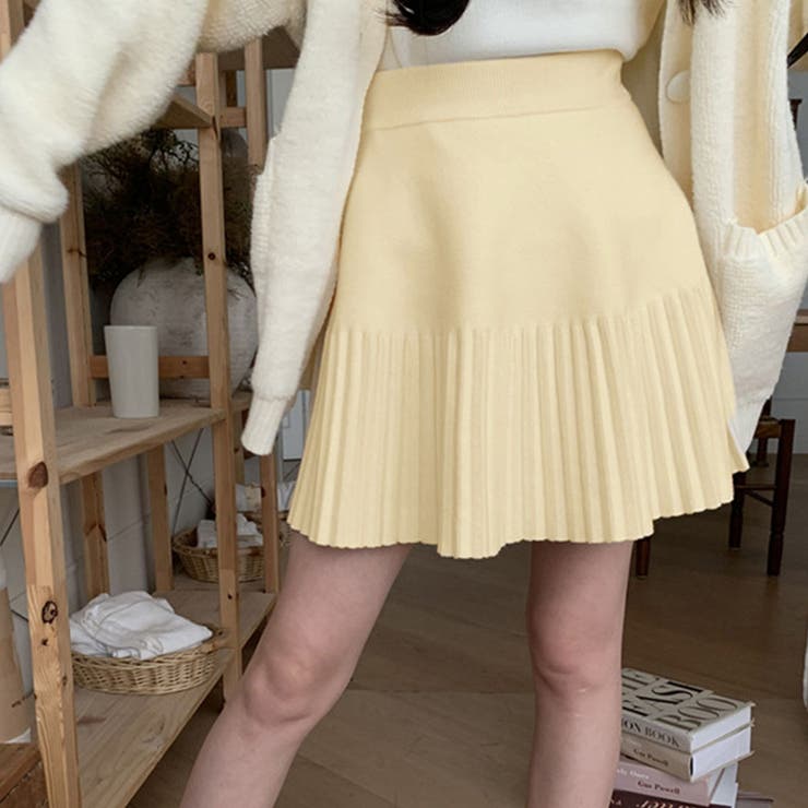 ニットプリーツミニスカート[品番：PVBW0008989]｜privatebeach