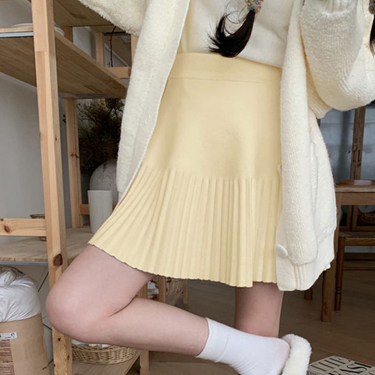 ニットプリーツミニスカート[品番：PVBW0008989]｜privatebeach
