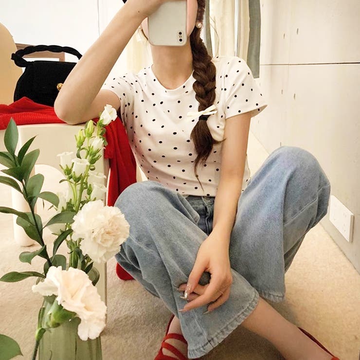 ドット柄クロップド丈Tシャツ | privatebeach | 詳細画像2 