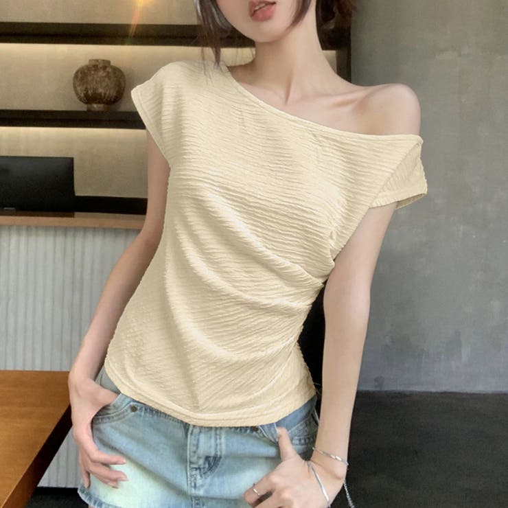 サイドシャーリングワッシャー半袖トップス | privatebeach | 詳細画像1