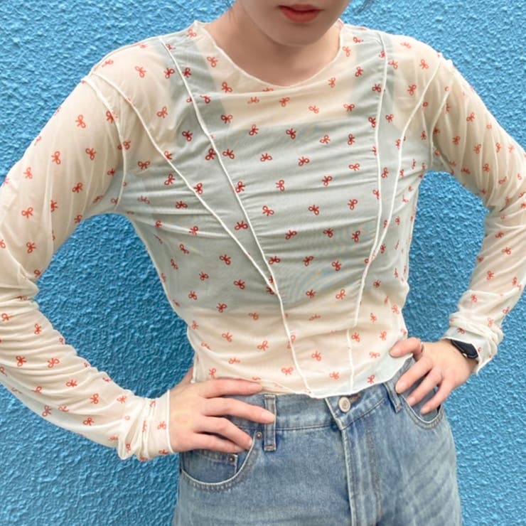 リボン柄シアーロンT | privatebeach | 詳細画像3 