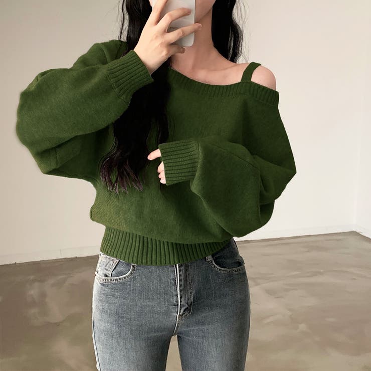 アシンメトリーオフショルダーニットトップス | privatebeach | 詳細画像18 