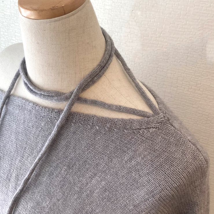 リボンレースアップオフショルダーニットトップス | privatebeach | 詳細画像15 