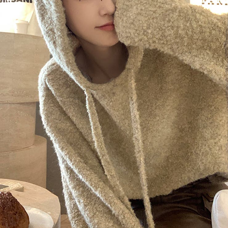 N♡プロフ必読◆リナシメント◆カシミヤ混ウール！グレー”パーカーニット I-SOOK（アイスー） パーカー 「ISOOK / アイスー」ダブルジップニット