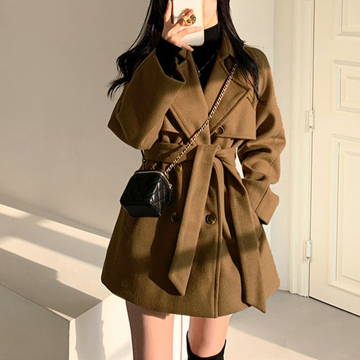 フェイクウールショート丈トレンチコート | privatebeach | 詳細画像1 