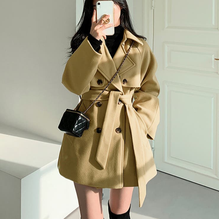 フェイクウールショート丈トレンチコート | privatebeach | 詳細画像2 