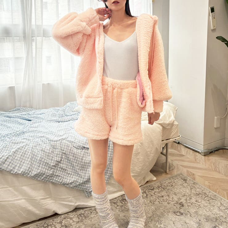 2点セットルームウェア BIGシルエットボアパーカー＆ショートパンツ | privatebeach | 詳細画像16 