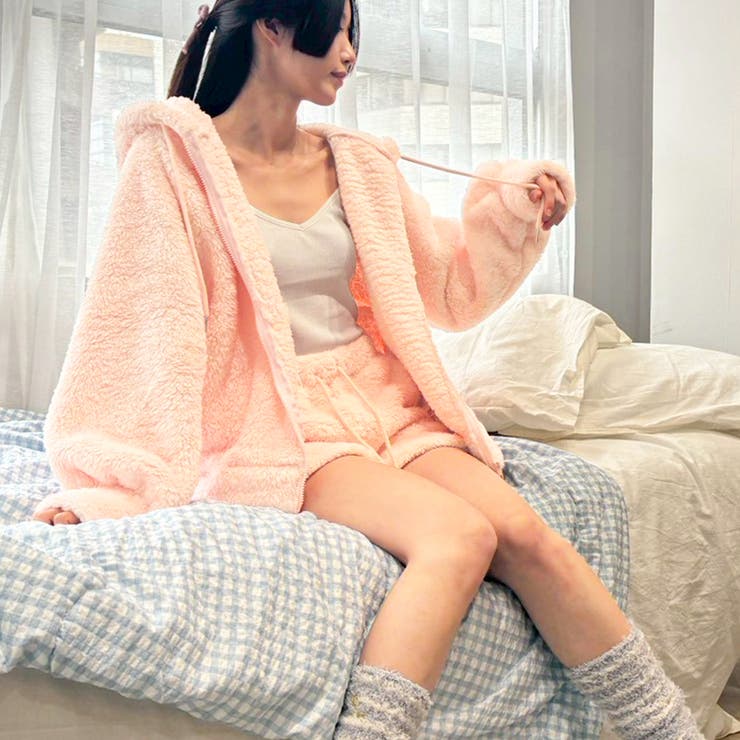 2点セットルームウェア BIGシルエットボアパーカー＆ショートパンツ | privatebeach | 詳細画像22 