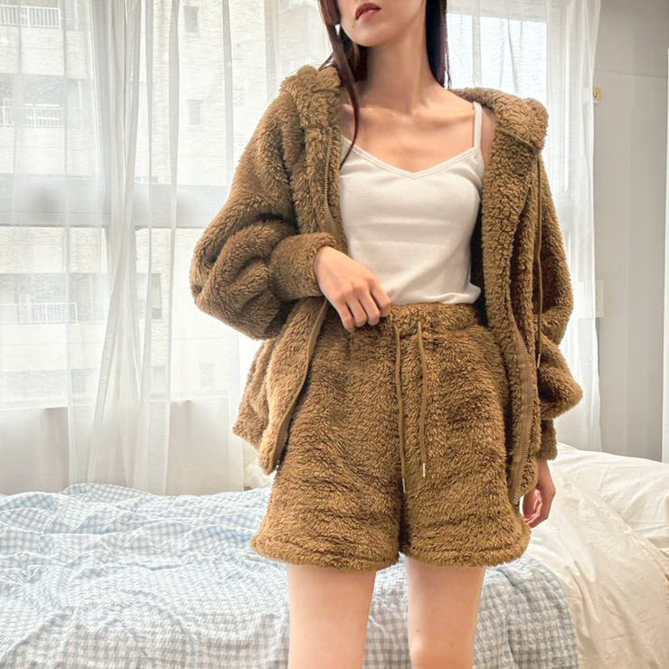 2点セットルームウェア BIGシルエットボアパーカー＆ショートパンツ | privatebeach | 詳細画像24 