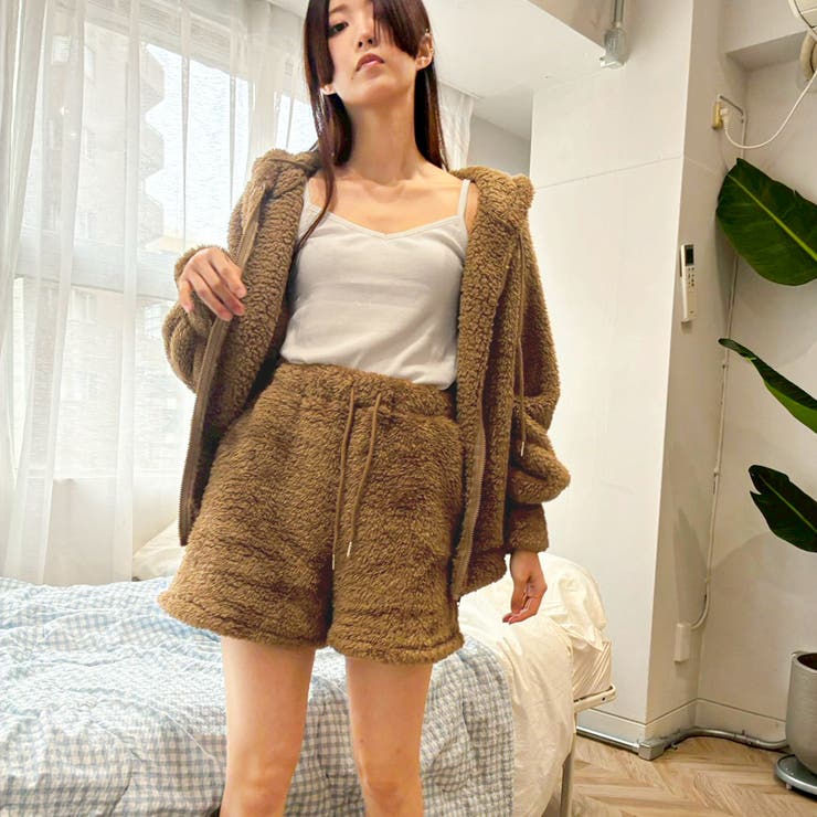 2点セットルームウェア BIGシルエットボアパーカー＆ショートパンツ | privatebeach | 詳細画像27 