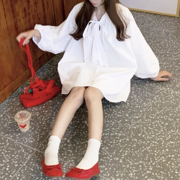 リボンタイボリュームスリーブチュニック丈ブラウス | privatebeach | 詳細画像6