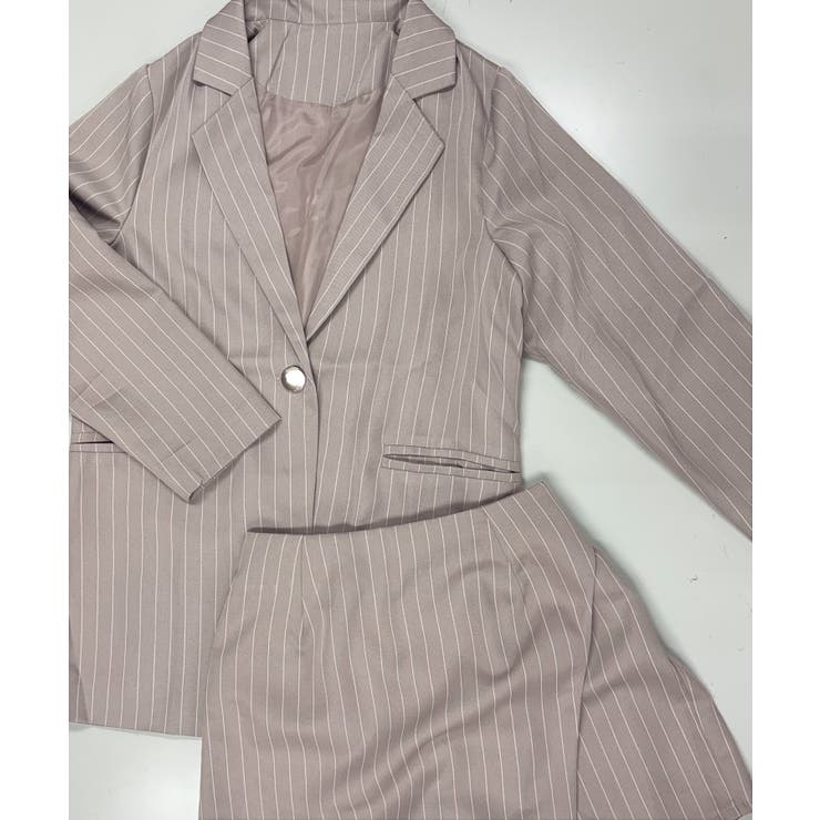 2点セットアップ ストライプ柄テーラードジャケット＆スカパン | privatebeach | 詳細画像20 