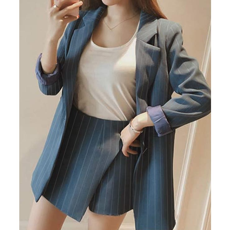 2点セットアップ ストライプ柄テーラードジャケット＆スカパン | privatebeach | 詳細画像6 