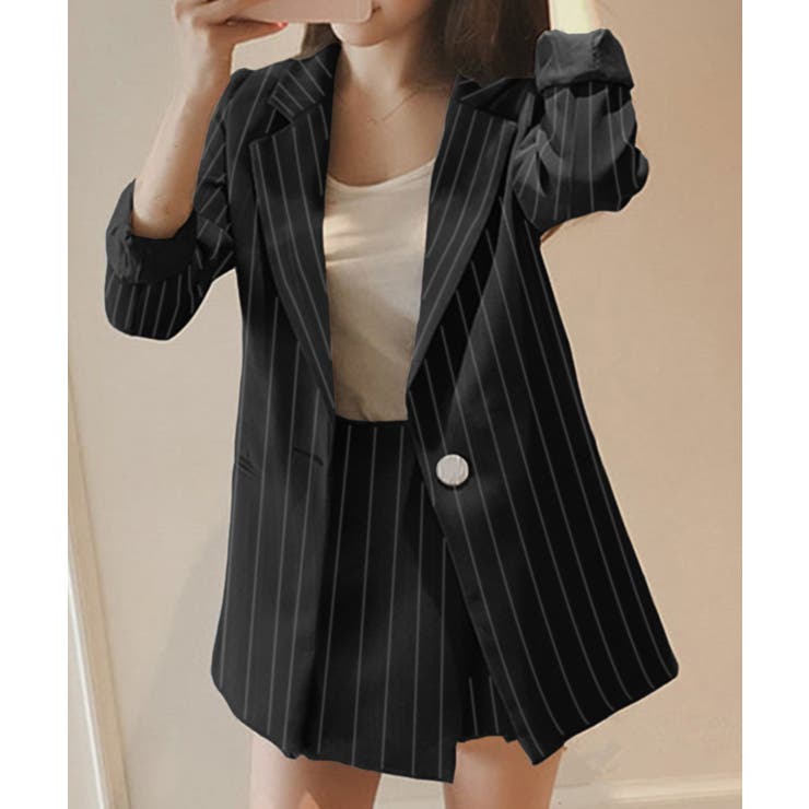 2点セットアップ ストライプ柄テーラードジャケット＆スカパン | privatebeach | 詳細画像8 