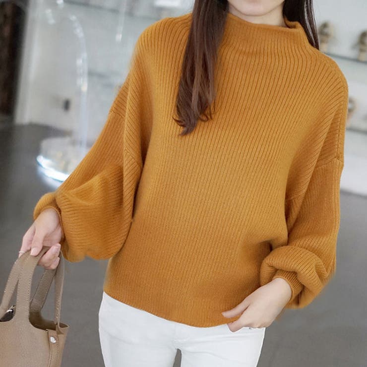 マスタード | ボリュームスリーブニットトップス | privatebeach