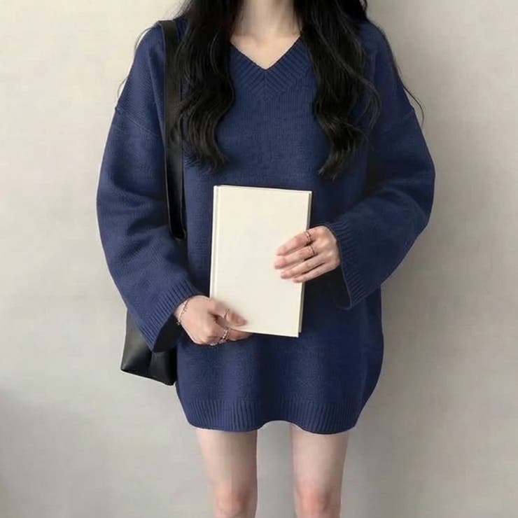 ワイドスリーブVネックルーズニットトップス | privatebeach | 詳細画像23 