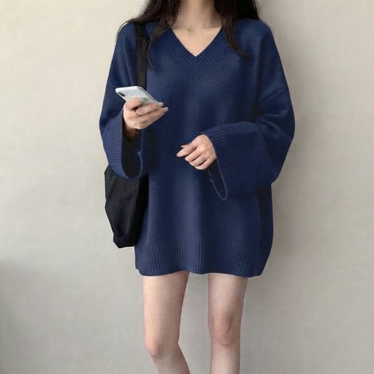 ワイドスリーブVネックルーズニットトップス | privatebeach | 詳細画像24 