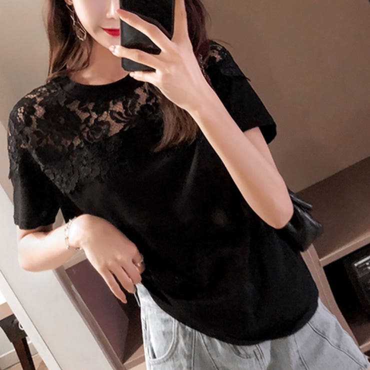 モチーフレース使いクルーネックTシャツ | privatebeach | 詳細画像6 