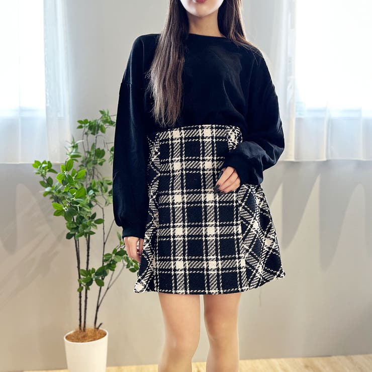 バイヤスチェック柄ミニスカート[品番：PVBW0008568]｜privatebeach