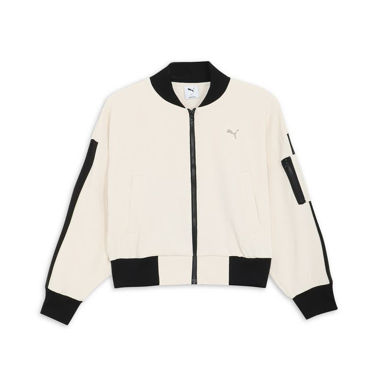 ま*ん様 PUMA ホワイトレザージャケット ウィメンズ トレーニング トレイン エッジ ニット ジャケット[品番
