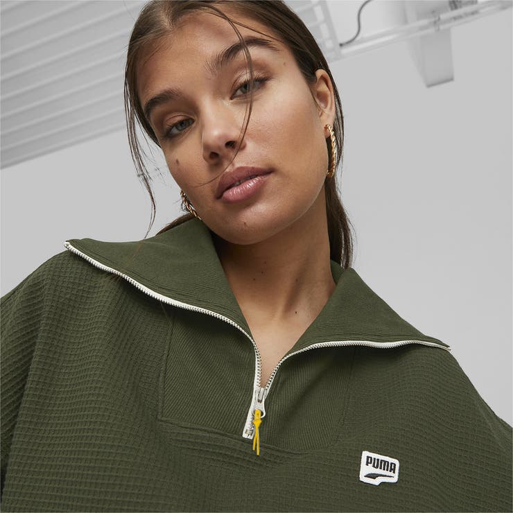 スウェット PUMA プーマ ウィメンズ DOWNTOWN ハーフジップ クルー