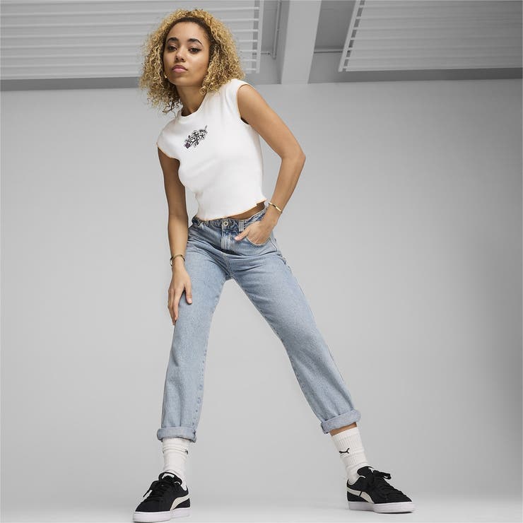 ウィメンズ PUMA x X-girl リブ スリム 半袖 Tシャツ[品番