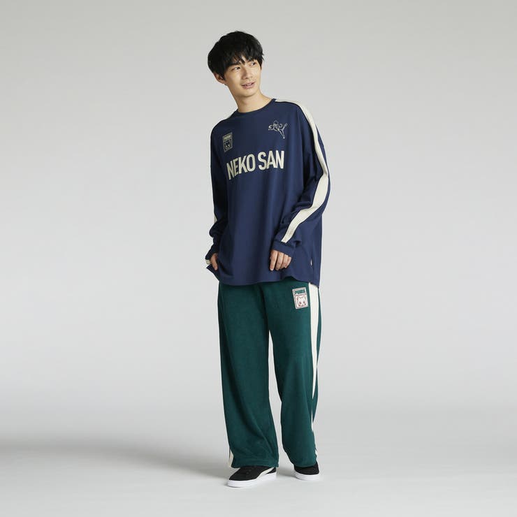 ユニセックス T7 NEKO-san グラフィック 長袖 Tシャツ[品番