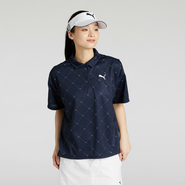 【GOLFウェア】未使用 PUMA ポロシャツ ワンピース 半袖 刺繍 Lサイズ 新品・未使用 PUMA ゴルフ 半袖ワンピース S 930562 ネイビー