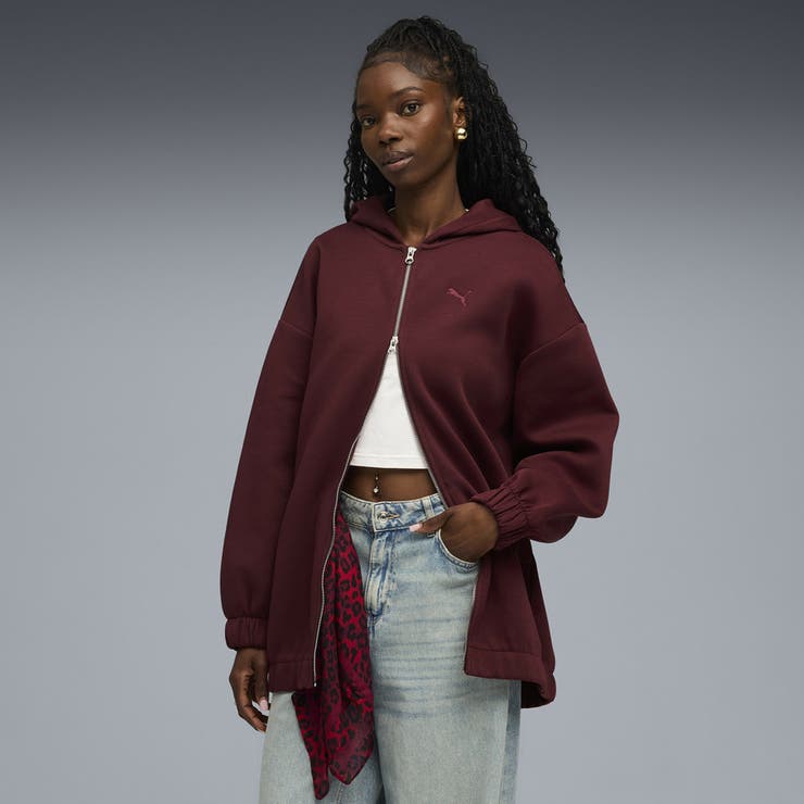 ウィメンズ ワードローブ ESS オーバーサイズド フルジップ フーディ | PUMA | 詳細画像1 