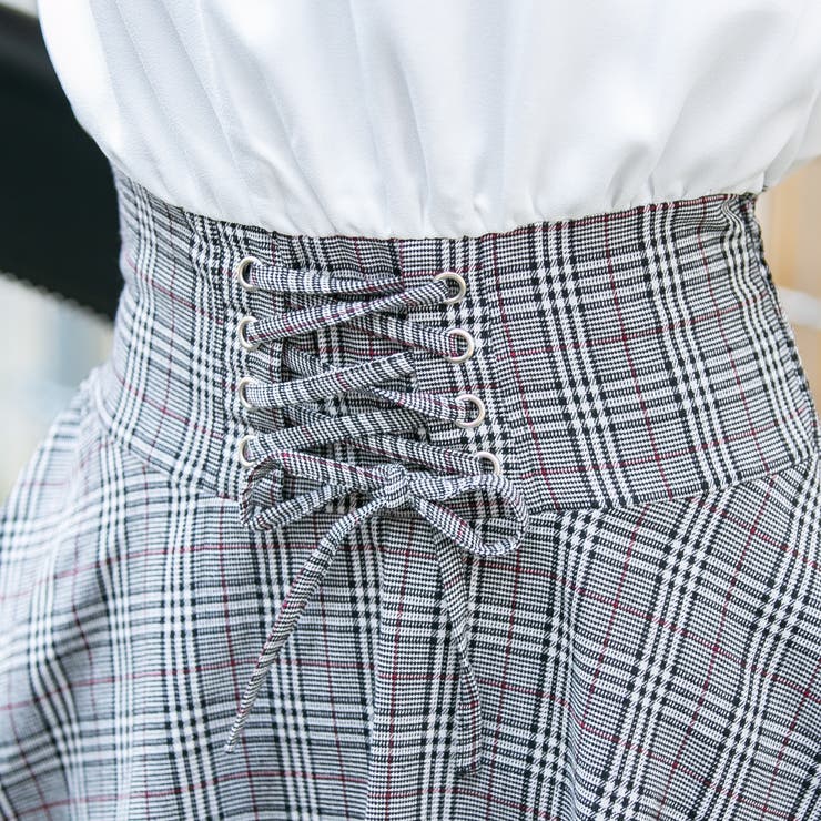 【zezezeze】ワンピース 定番チェック.白ブラウスセット White Sサイズ即納】レザービスチェ ブラウスワンピース 3色展開
