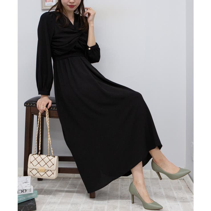 フロントクロスリボン ワンピース[品番：PPNW0004599]｜Pumpkin