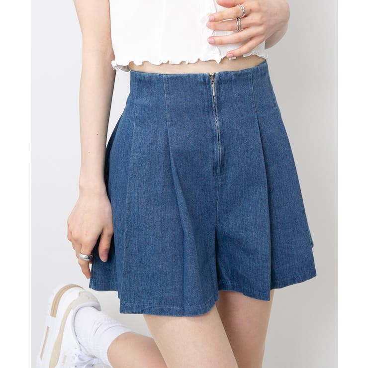 【返品不可】 フロントZIP タックデニムショートパンツ[品番：PPNW0004761 Mサイズ