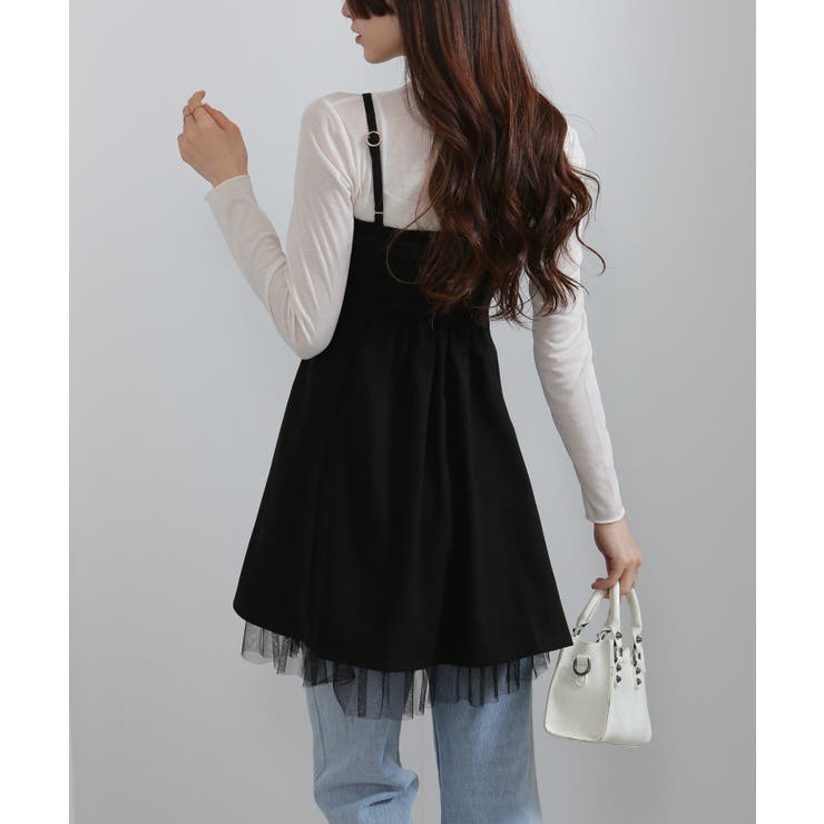 裾チュールレース ベルト付 ミニチュニックワンピース | Pumpkin  Port | 詳細画像16 