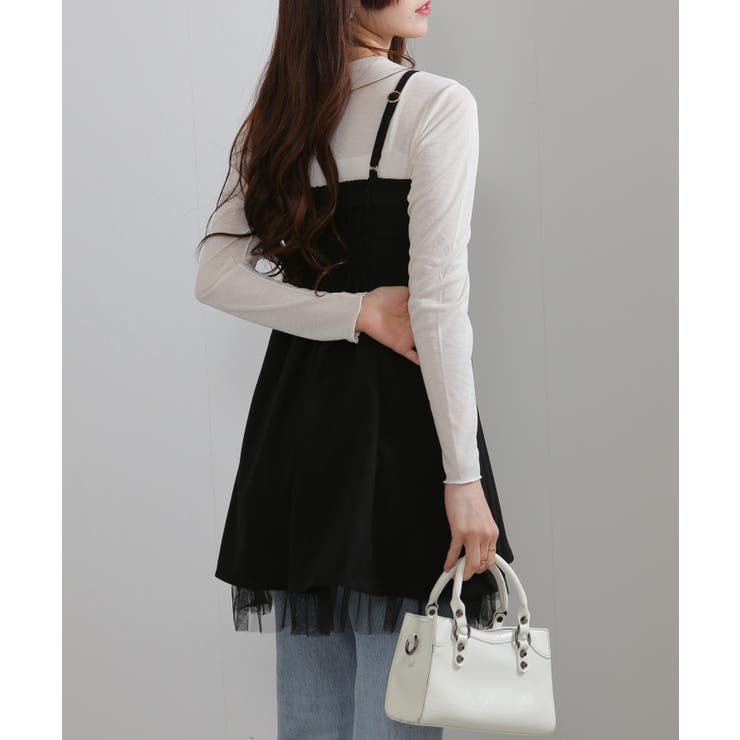 裾チュールレース ベルト付 ミニチュニックワンピース | Pumpkin  Port | 詳細画像17 