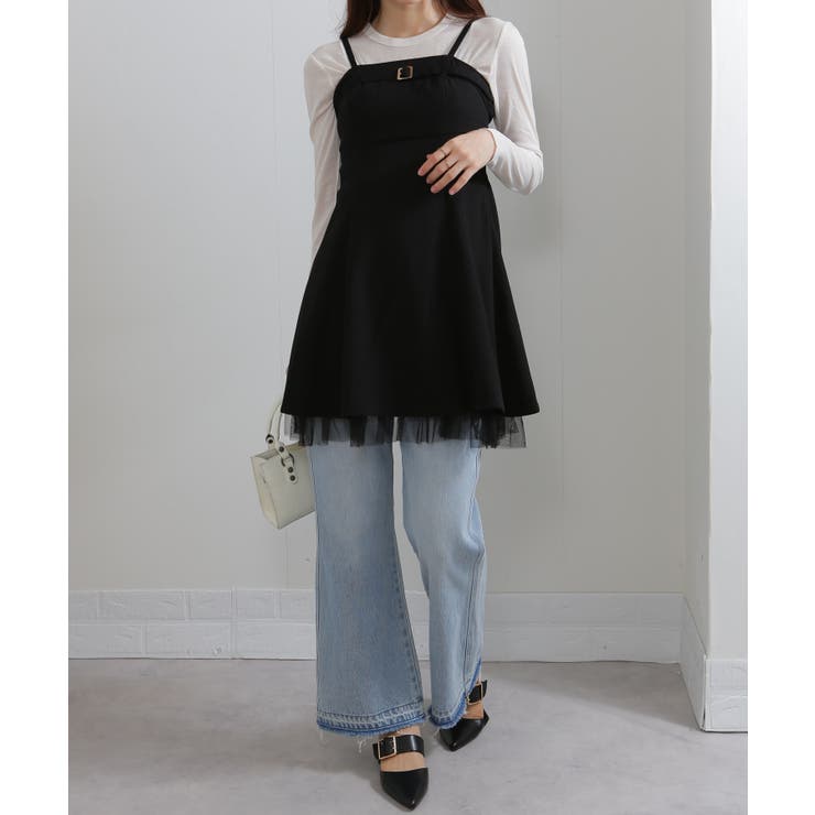 裾チュールレース ベルト付 ミニチュニックワンピース | Pumpkin  Port | 詳細画像18 