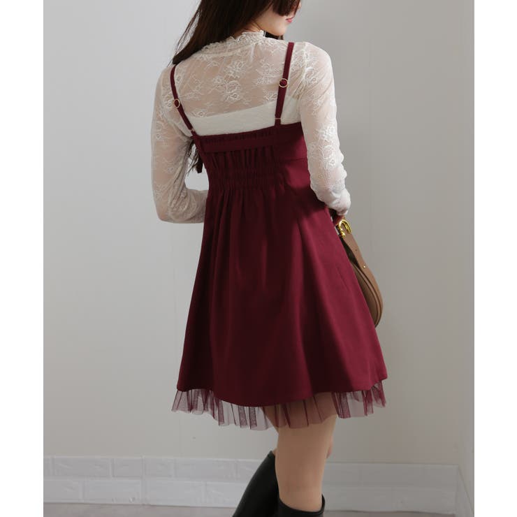 裾チュールレース ベルト付 ミニチュニックワンピース | Pumpkin  Port | 詳細画像25 