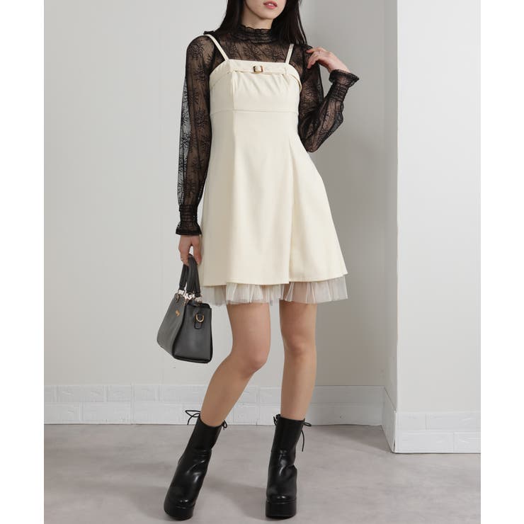 裾チュールレース ベルト付 ミニチュニックワンピース | Pumpkin  Port | 詳細画像51 