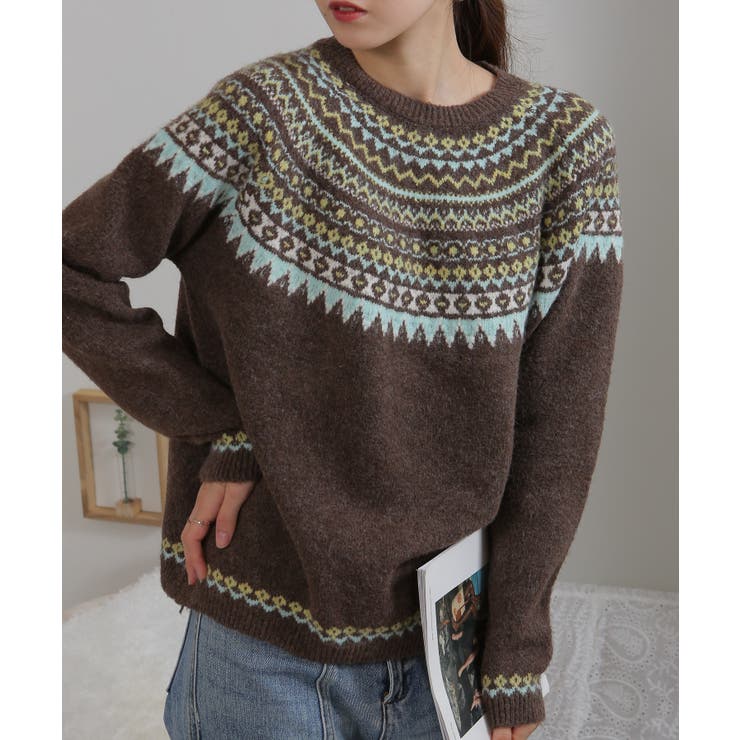 カラフルカラー ノルディック柄 ニット | Pumpkin  Port | 詳細画像11 