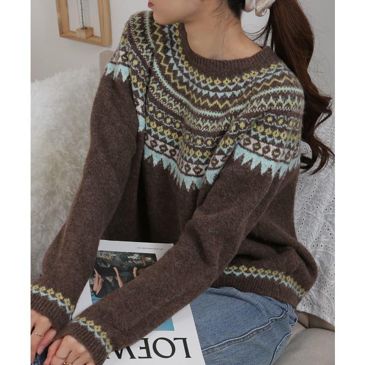 カラフルカラー ノルディック柄 ニット | Pumpkin  Port | 詳細画像13 