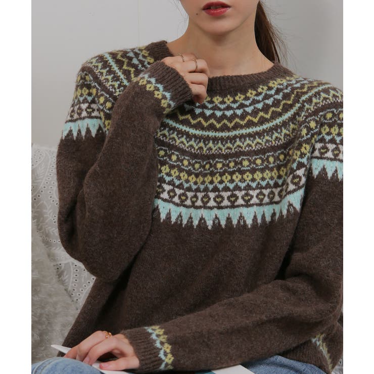 カラフルカラー ノルディック柄 ニット | Pumpkin  Port | 詳細画像14 