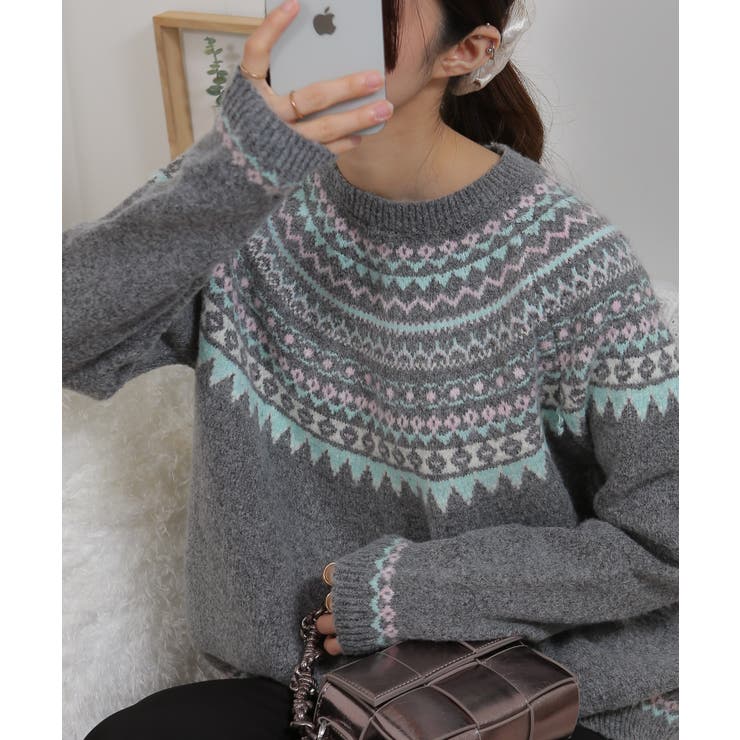 カラフルカラー ノルディック柄 ニット | Pumpkin  Port | 詳細画像2 